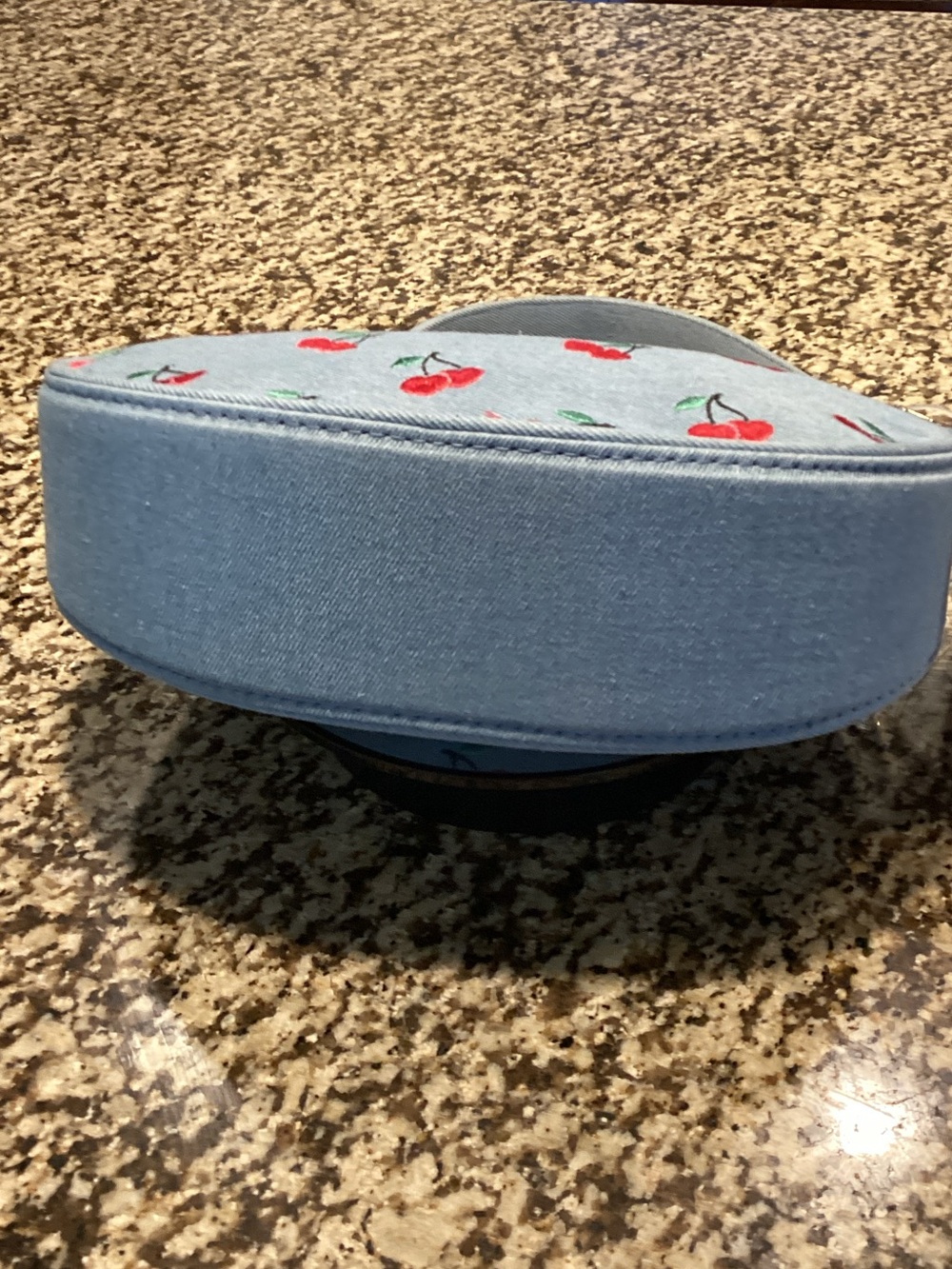 Betsey Johnson Light Blue Denim Cherry Embroidered Mini Shoulder Bag - Picture 3 of 5